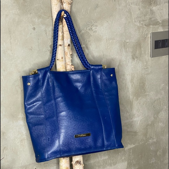 royal blue leather tote bag